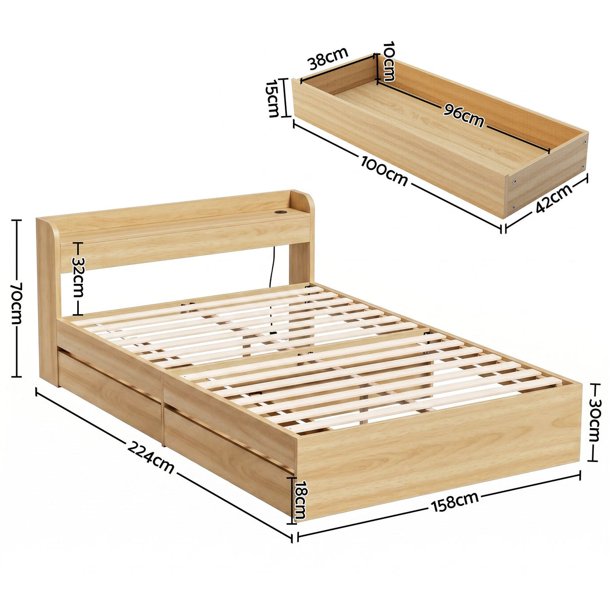 Bastia Queen Storage Bed Frame with Mattress
