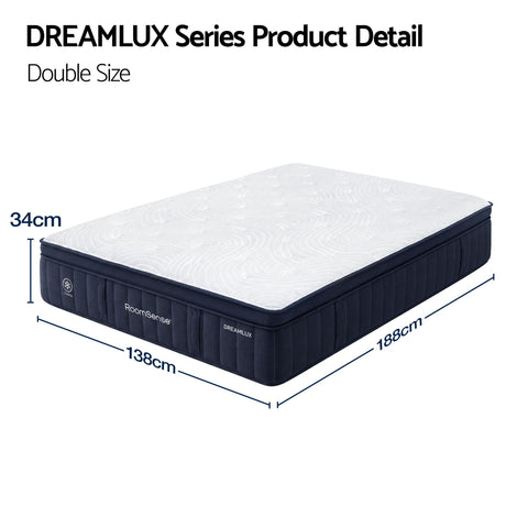 Medium soft gel memory foam pocket spring mattress, 34cm double