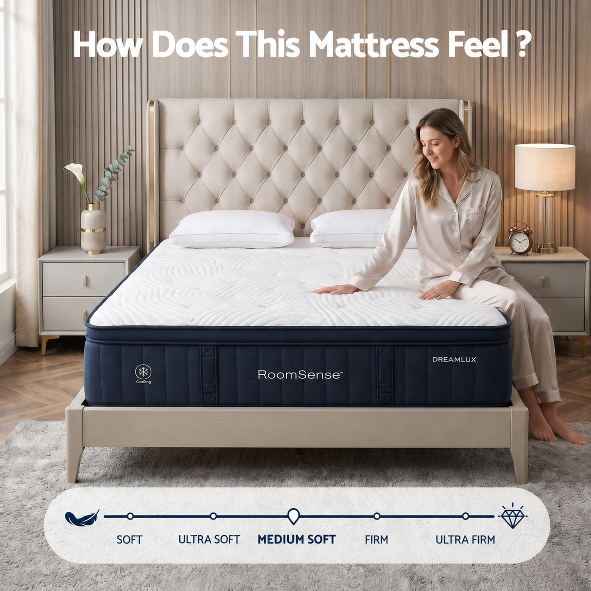 Medium soft gel memory foam pocket spring mattress, 34cm double
