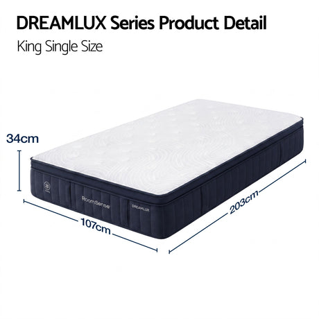 Medium soft gel memory foam pocket spring mattress, 34cm king single