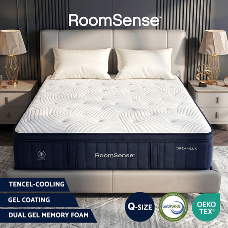 Medium firm gel memory foam hybrid mattress, 34cm queen
