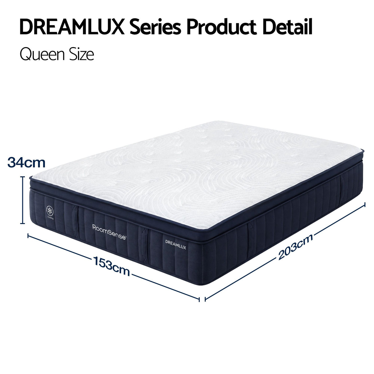 Medium firm gel memory foam hybrid mattress, 34cm queen