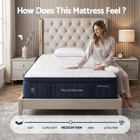 Medium firm gel memory foam hybrid mattress, 34cm queen