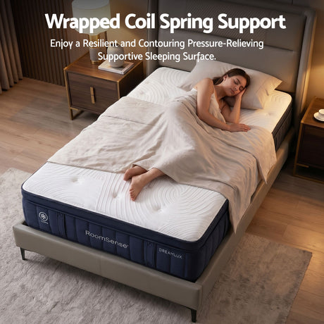 Medium firm gel memory foam hybrid mattress, 34cm queen