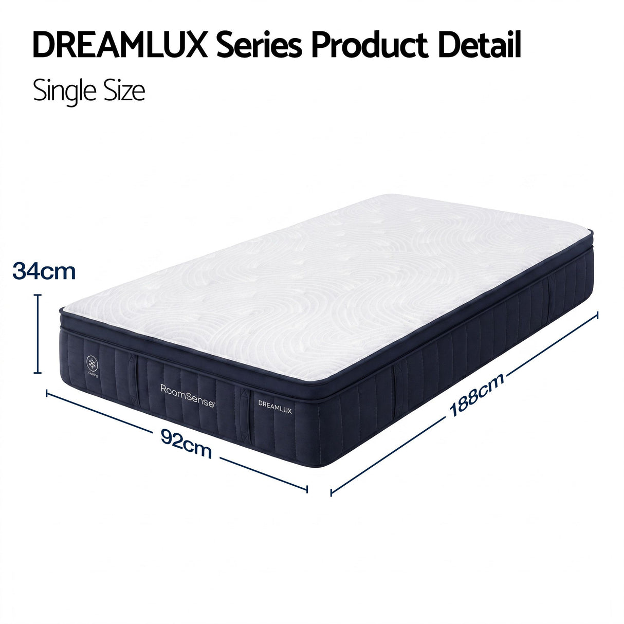 Medium Soft Tencel Cooling Hybrid Mattress, 34cm Single