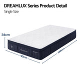 Medium Soft Tencel Cooling Hybrid Mattress, 34cm Single