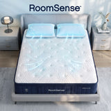 Medium soft 5 zone gel hybrid mattress with cooling pillows, 34cm queen