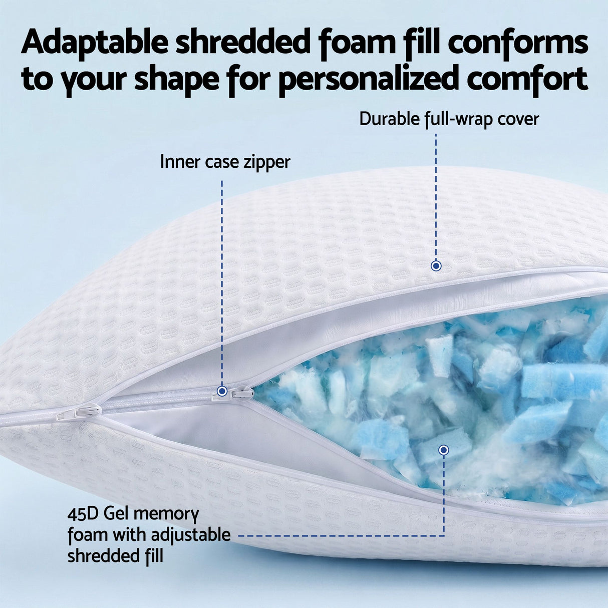 Medium soft 5 zone gel hybrid mattress with cooling pillows, 34cm queen