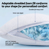 Medium soft 5 zone gel hybrid mattress with cooling pillows, 34cm queen
