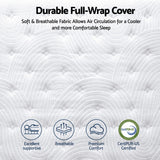 Medium soft 5 zone gel hybrid mattress with cooling pillows, 34cm queen
