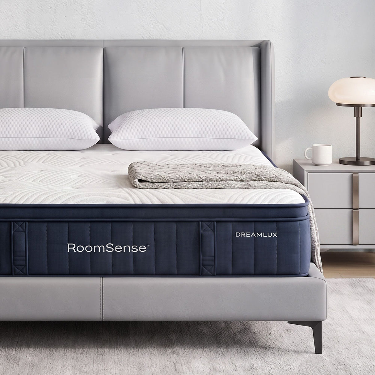 Medium soft 5 zone gel hybrid mattress with cooling pillows, 34cm queen