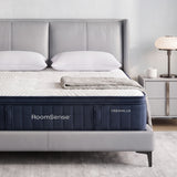 Medium soft 5 zone gel hybrid mattress with cooling pillows, 34cm queen