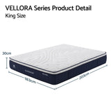 Medium firm hybrid pocket spring mattress, 30cm king