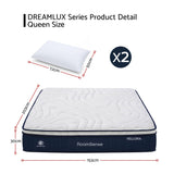 Medium firm hybrid pocket spring mattress with cooling pillows, 30cm queen