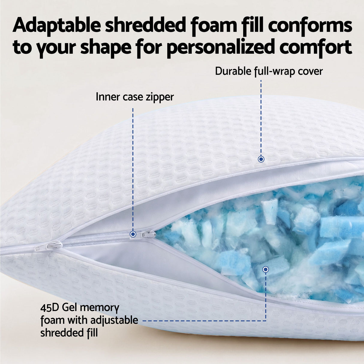 Medium firm hybrid pocket spring mattress with cooling pillows, 30cm queen