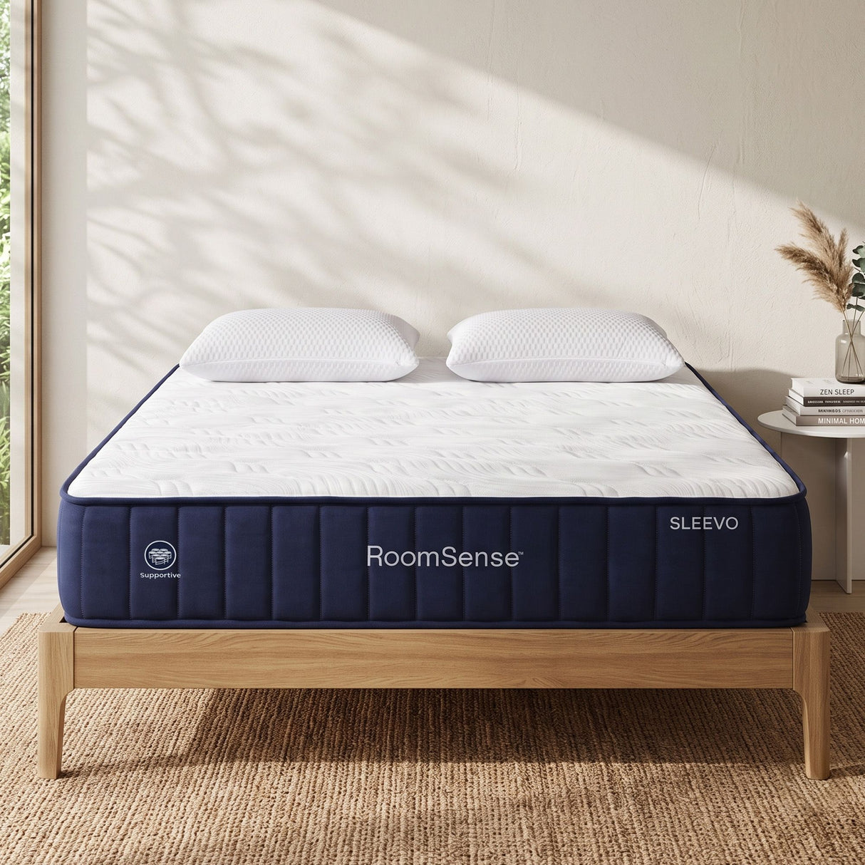 Medium Firm Latex Hybrid Mattress with 2 Cooling Pillows, 30cm Queen