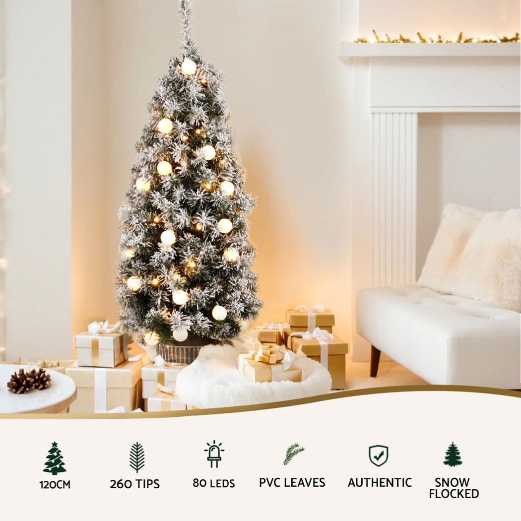 Jingle Jollys 1.2M Snowy LED Christmas Tree
