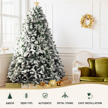 Jingle Jollys 8FT Snow-Flocked Christmas Tree