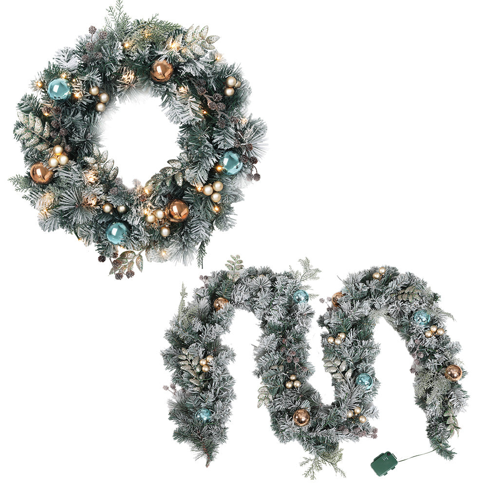 Jingle Jollys 2.7m Christmas Garland & Wreath Set