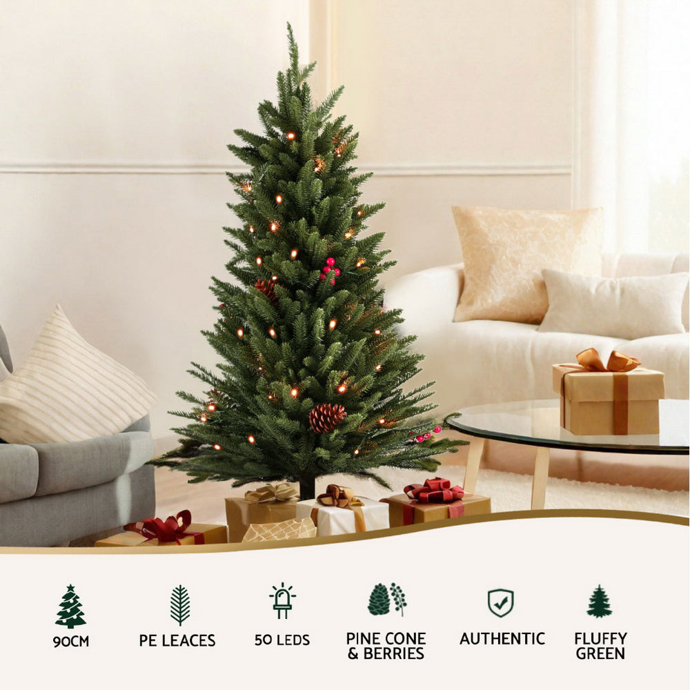 Jingle Jollys 90cm LED Mini Christmas Tree