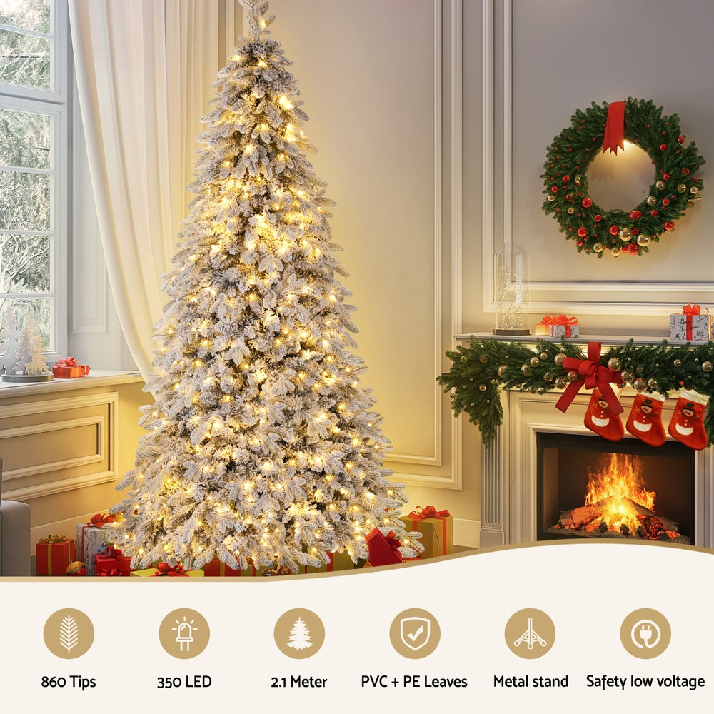 Jingle Jollys 7ft Snow Flocked Pencil Tree