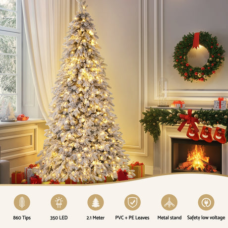 Jingle Jollys 7ft Snow Flocked Pencil Tree