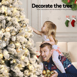Jingle Jollys 2.1m Pre-lit Snow Flocked Christmas Tree