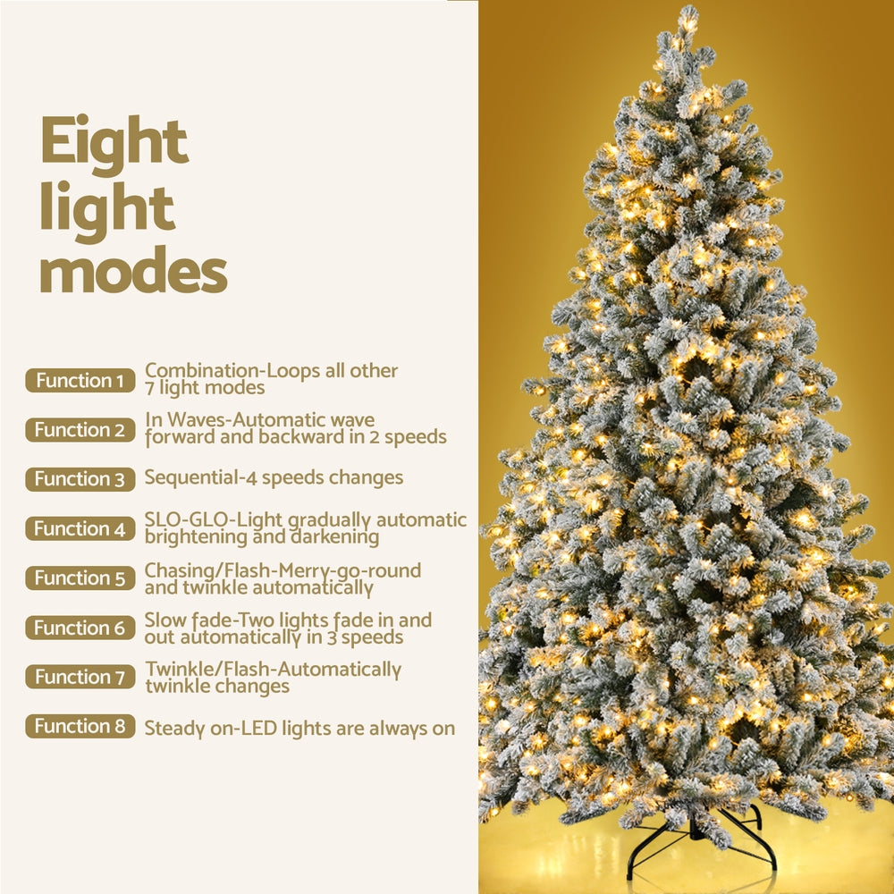 Jingle Jollys 2.1m Pre-lit Snow Flocked Christmas Tree