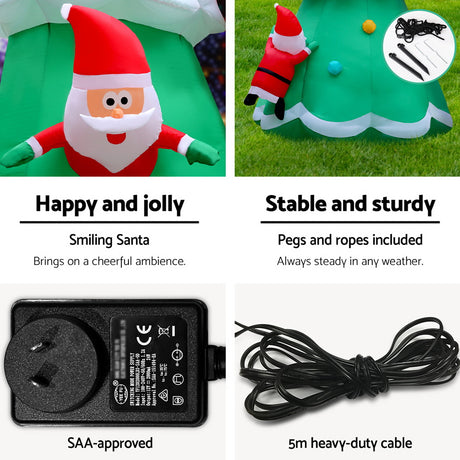 Jingle Jollys 5M Inflatable Illuminated Santa Tree