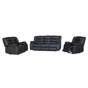 Nerja black faux leather recliner sofa in a modern living room