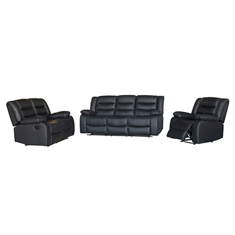 Nerja black faux leather recliner sofa in a modern living room