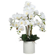 Large multi-stem white potted faux orchid 65cm with realistic blooms — Allure Home Collections